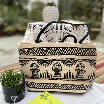 Pannchi Jute Medium Bag - Brown & Black