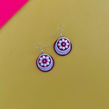 Maroon Circle Layer Jute earing