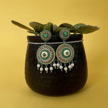 Light Green Circle Jute Earing