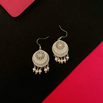 Jute and White Circle Layer Jute Earing